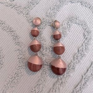 Stella & Dot Effie Blush and Wooden Bead Earrings